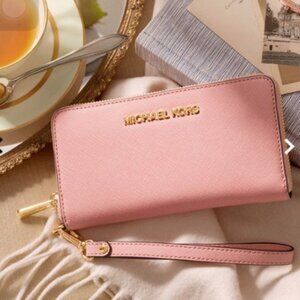 NWOT Michael Kors Jet Set Travel Large Saffiano Leather Continental Wallet $298